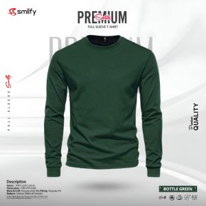 <br>𝐏𝐫𝐞𝐦𝐢𝐮𝐦 𝐅𝐮𝐥𝐥 𝐒𝐥𝐞𝐞𝐯𝐞 𝐓-𝐒𝐡𝐢𝐫𝐭<br> Color- Bottle Green