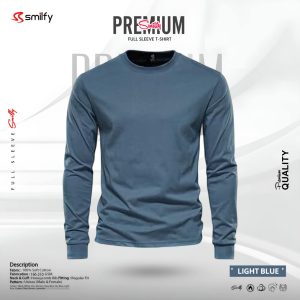 <br>𝐏𝐫𝐞𝐦𝐢𝐮𝐦 𝐅𝐮𝐥𝐥 𝐒𝐥𝐞𝐞𝐯𝐞 𝐓-𝐒𝐡𝐢𝐫𝐭<br> Color- Light Blue
