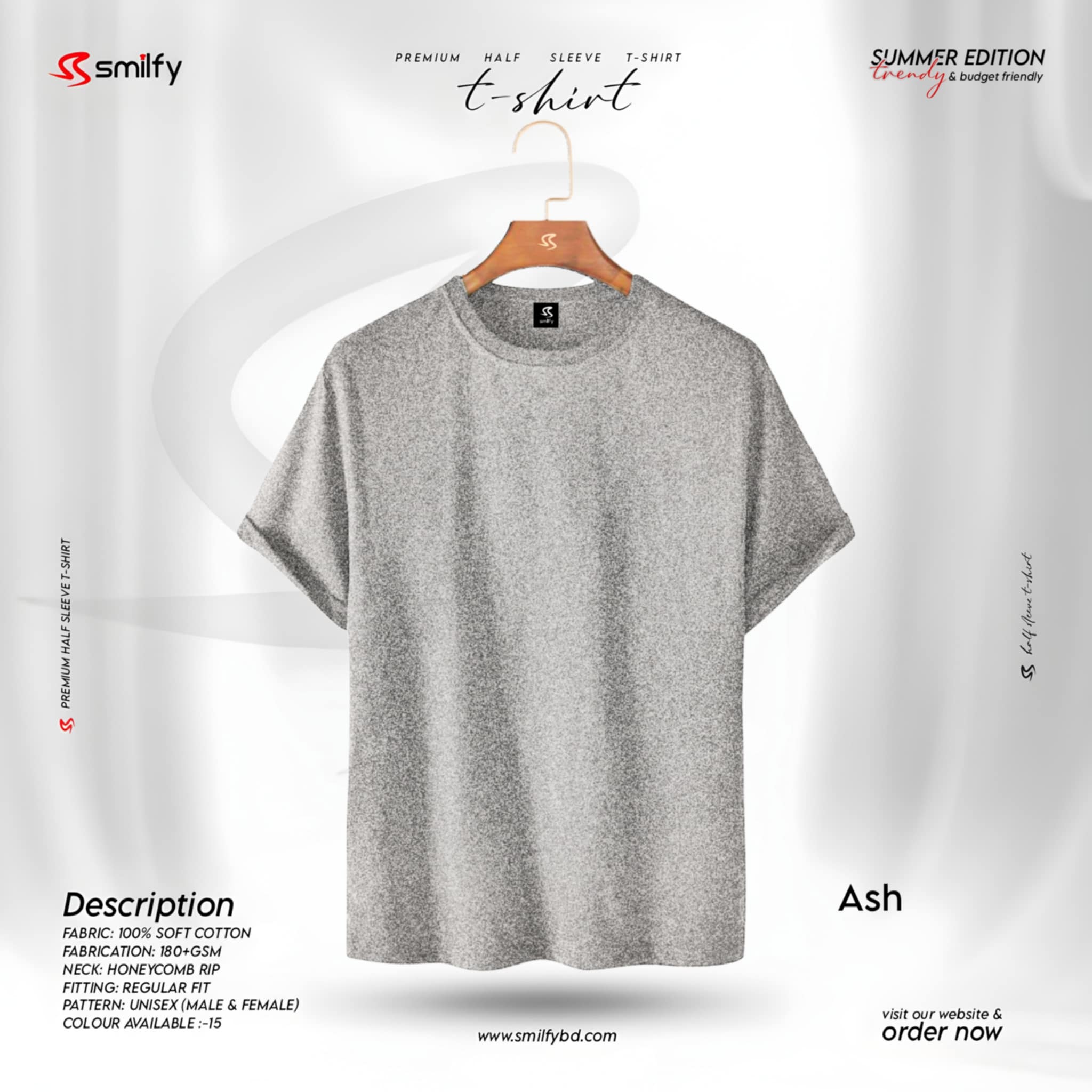 <br>𝐏𝐫𝐞𝐦𝐢𝐮𝐦 𝐇𝐚𝐥𝐟 𝐒𝐥𝐞𝐞𝐯𝐞 𝐓 𝐒𝐡𝐢𝐫𝐭</br> Color: Ash