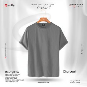 <br>𝐏𝐫𝐞𝐦𝐢𝐮𝐦 𝐇𝐚𝐥𝐟 𝐒𝐥𝐞𝐞𝐯𝐞 𝐓 𝐒𝐡𝐢𝐫𝐭</br> Color- Charcoal