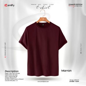 <br>𝐏𝐫𝐞𝐦𝐢𝐮𝐦 𝐇𝐚𝐥𝐟 𝐒𝐥𝐞𝐞𝐯𝐞 𝐓 𝐒𝐡𝐢𝐫𝐭</br> Color- Maroon