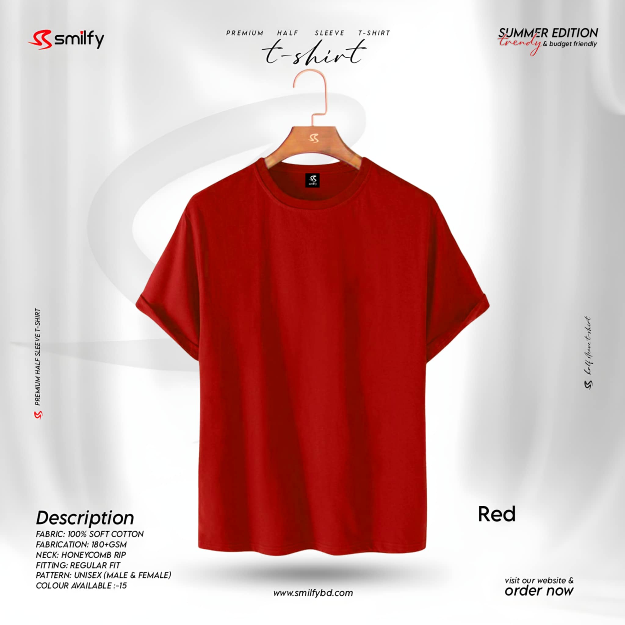 <br>𝐏𝐫𝐞𝐦𝐢𝐮𝐦 𝐇𝐚𝐥𝐟 𝐒𝐥𝐞𝐞𝐯𝐞 𝐓 𝐒𝐡𝐢𝐫𝐭</br> Color- Red