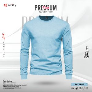 <br>𝐏𝐫𝐞𝐦𝐢𝐮𝐦 𝐅𝐮𝐥𝐥 𝐒𝐥𝐞𝐞𝐯𝐞 𝐓-𝐒𝐡𝐢𝐫𝐭<br> Color- Sky Blue