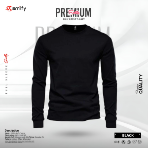 <br>𝐏𝐫𝐞𝐦𝐢𝐮𝐦 𝐅𝐮𝐥𝐥 𝐒𝐥𝐞𝐞𝐯𝐞 𝐓-𝐒𝐡𝐢𝐫𝐭<br> Color- Black
