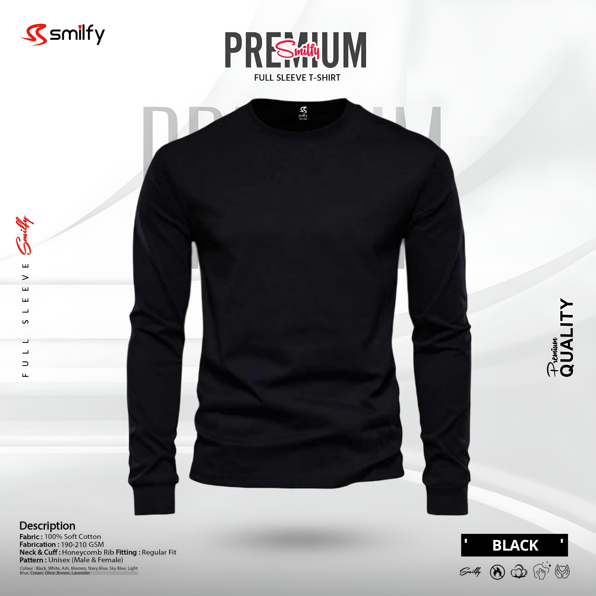 <br>𝐏𝐫𝐞𝐦𝐢𝐮𝐦 𝐅𝐮𝐥𝐥 𝐒𝐥𝐞𝐞𝐯𝐞 𝐓-𝐒𝐡𝐢𝐫𝐭<br> Color- Black