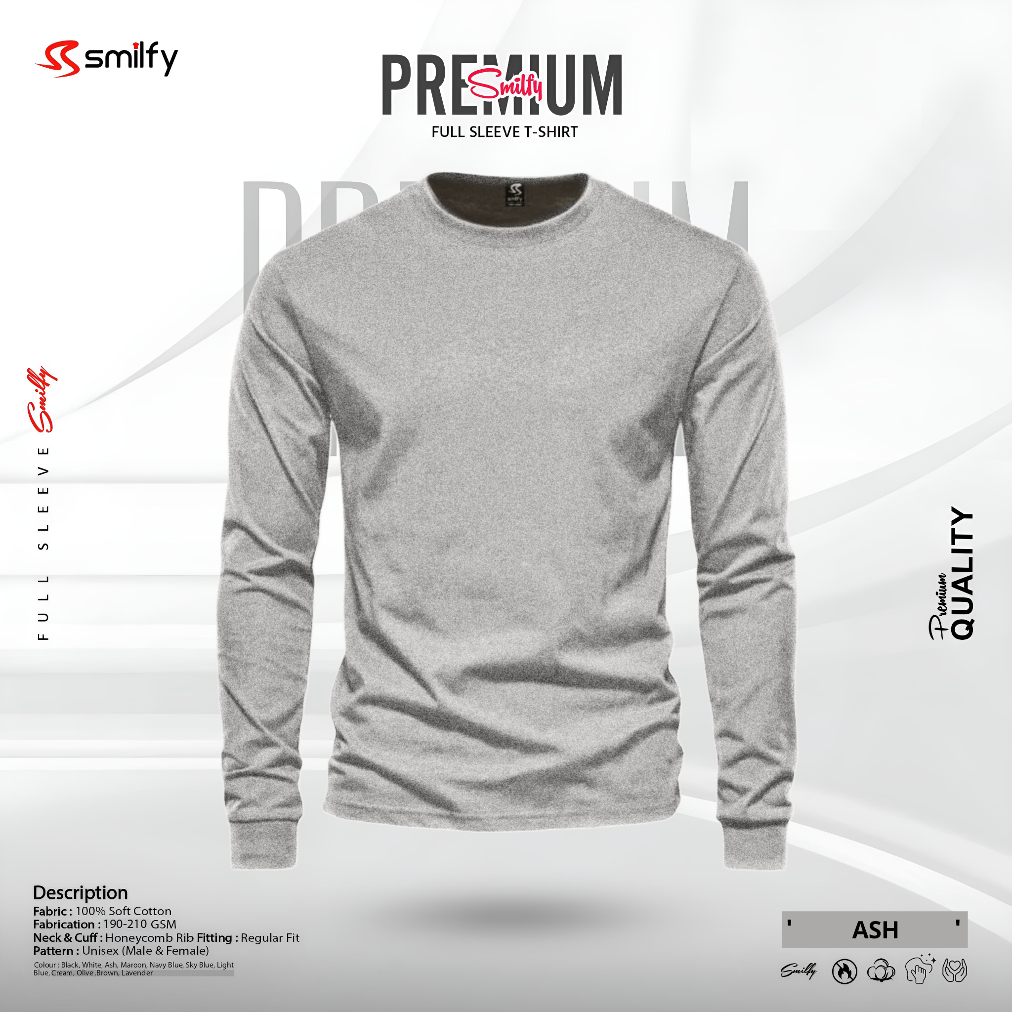 <br>𝐏𝐫𝐞𝐦𝐢𝐮𝐦 𝐅𝐮𝐥𝐥 𝐒𝐥𝐞𝐞𝐯𝐞 𝐓-𝐒𝐡𝐢𝐫𝐭<br> Color- Ash