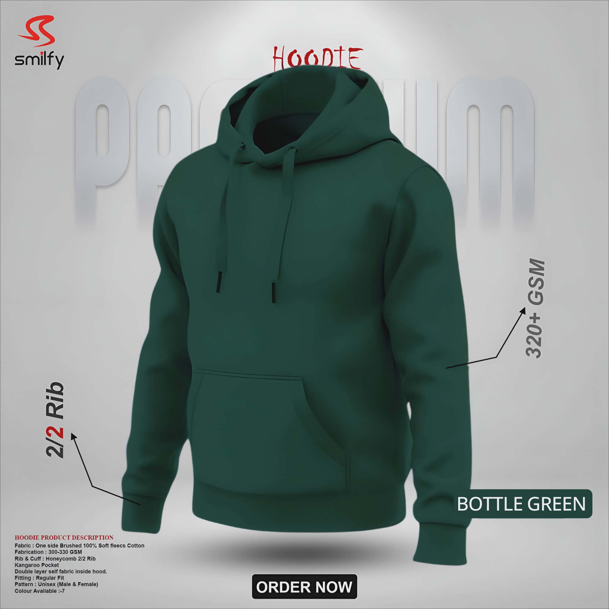 <br>𝐏𝐫𝐞𝐦𝐢𝐮𝐦 𝐇𝐨𝐨𝐝𝐢𝐞</br> Color- Bottle Green