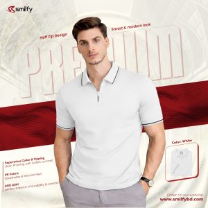 <br>𝐇𝐚𝐥𝐟 𝐙𝐢𝐩 𝐏𝐨𝐥𝐨 𝐒𝐡𝐢𝐫𝐭<br>Color: White<br>